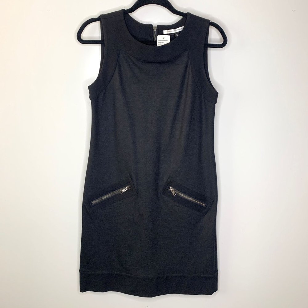NWT DVF DIANE VON FURSTENBERG LBD Black Jerry Lee‎ Shift Dress Sz 6